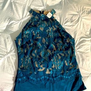 Turquoise lace bodysuit